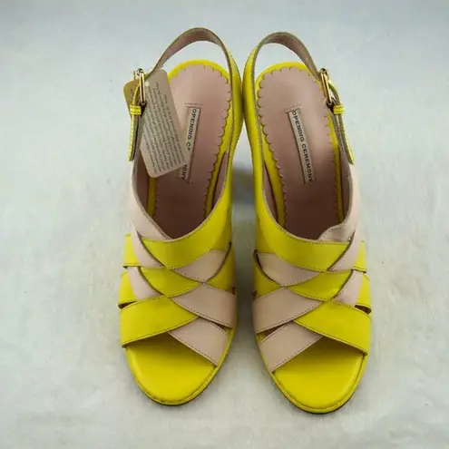 Opening Ceremony Colorblock Heels Yellow Blush Pink Leather Platform Sandals 9.5
