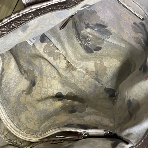 Elliott Lucca NWT INTRECCIO Woven Metallic Shoulder Bag Tote Pewter Gold Silver