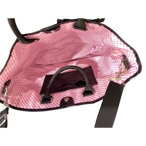 Bath & Body Works Straw Tote Bag Black Handles Bow Removable Strap Summer Travel