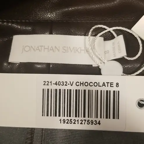 💕JONATHAN SIMKHAI💕 Mari Vegan Leather Tie Shorts Chocolate Dark Brown 8 NWT