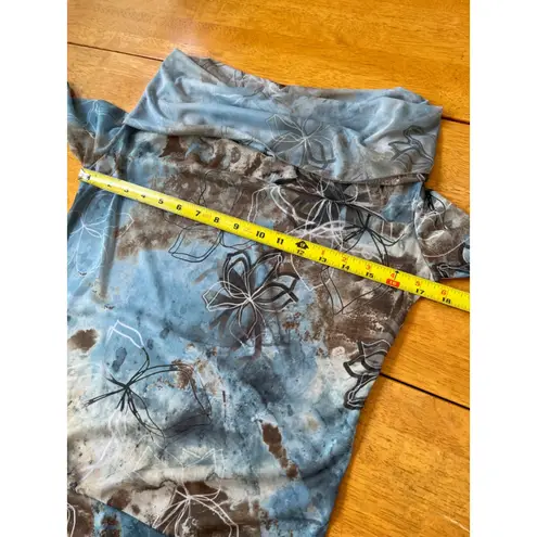 Petit Pois Draped cowl neck Doble mesh sheer art long sleeve blouse top, Size S