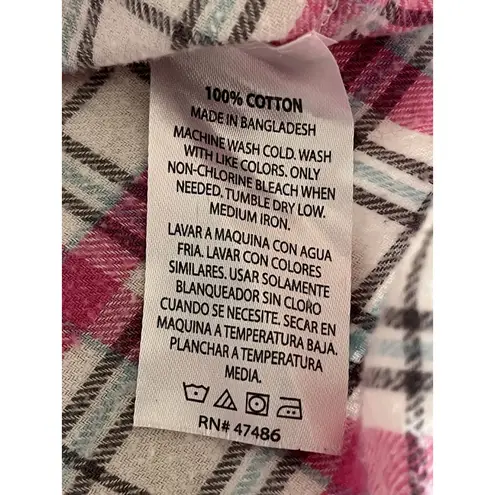 Mott & Grand Pink Plaid Flannel Shirt Womens S Long Sleeve Button Up Pockets Top