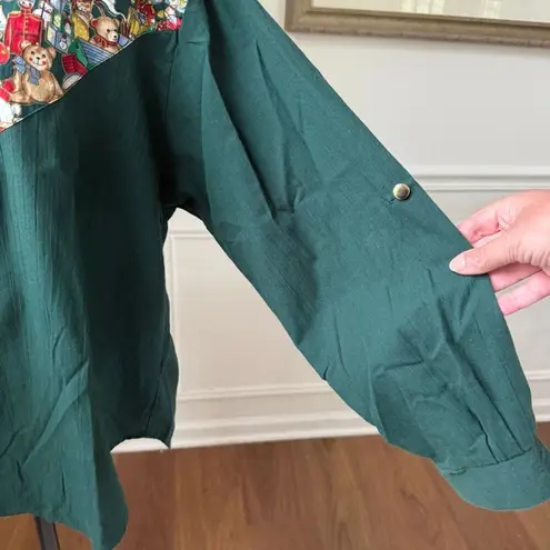 Vintage Tapestry Christmas Button Up Shirt L Green Size L