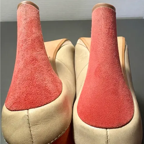 ANTHROPOLOGIE MISS ALBRIGHT Retro Colorblock Ankle Strap Heels Orange Size 7