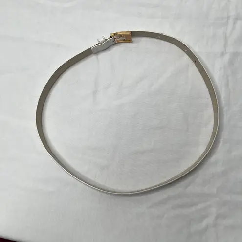 Salvatore Ferragamo White Leather Belt Gold Hardware Size 70