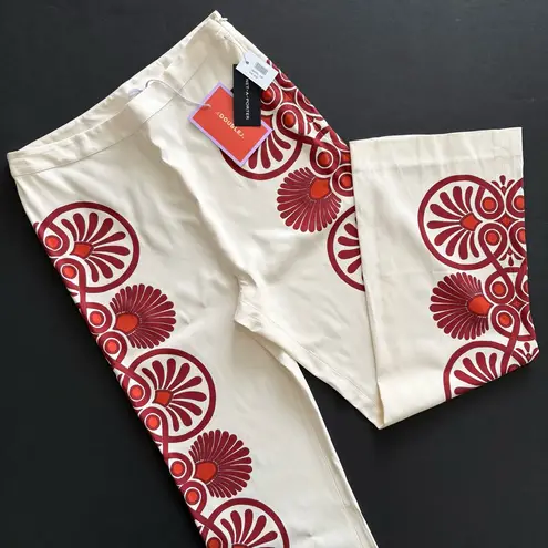 La DoubleJ Medallion Placée Stretch Pants Cream Envers Satin Sz L NWT Red Size L