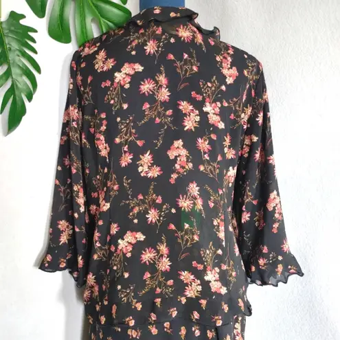 Emma James 2pc Flowy Floral Blouse Top and Skirt