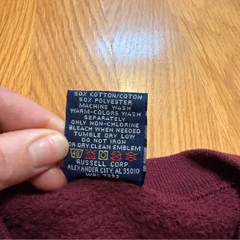 Vintage 90’s H.I.S Crewneck Sweatshirt Burgundy Embroidered Blue Hearts Sz L Red Size L