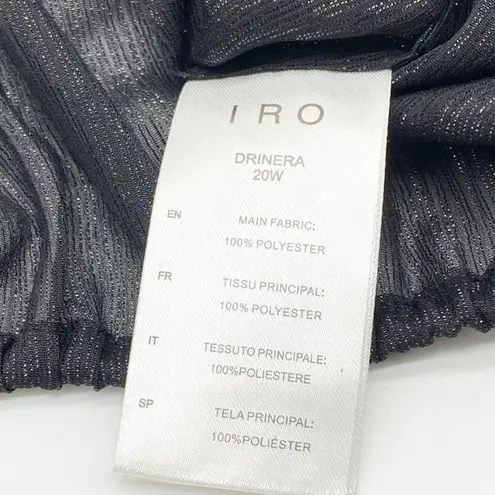 IRO NEW Womens 44 (12) Drinera Puff-Sleeve Crop Top Shimmery Black Front Tie