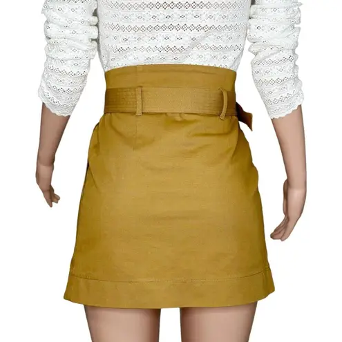 Sézane Leandra Cotton Twill Belted Wrap Mini Skirt, Camel, FR34/US2