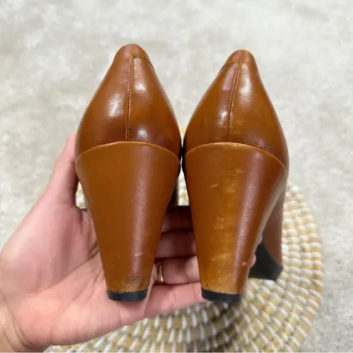 Ecco  Danish Design Plateau Cognac Heels Pump Leather Brown Size 41/US 10