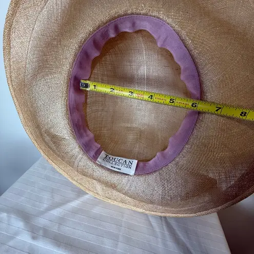 Toucan Collection New York Brimmed Straw Hat Bow Detail Cottagecore Garden Party Tan