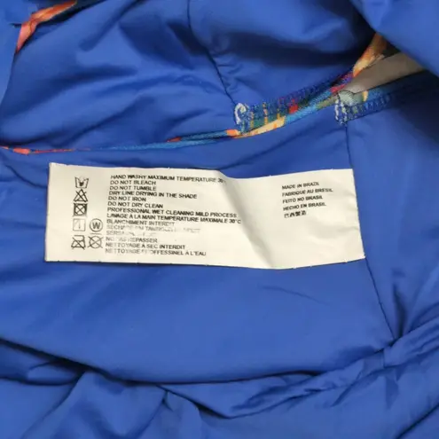 Farm Rio NWT Blue Vibrant Tropical V-Neck Bead One-Piece Swimsuit Macaw Party S