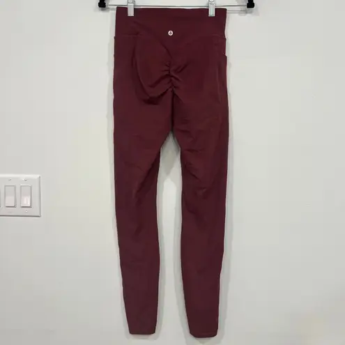 Halara  Ultra Sculpt Legging Small Burgundy Wine Compression Athletic Scrunch NWT