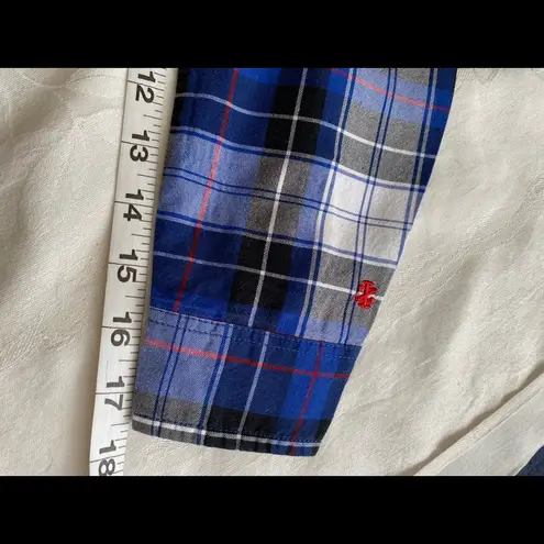 IZOD Blue & White Plaid Long Sleeve Button Up Shirt XS