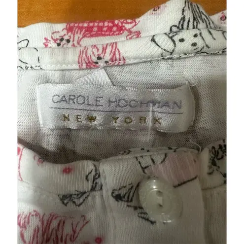 Carol Hochman Women's M Graphic Print Pajama Set White Collared Button