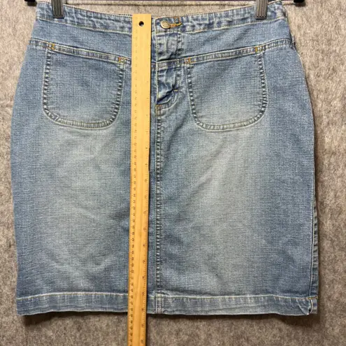 Vintage Y2K RivetEd By Lee Denim Skirt Pockets Stretch Casual Blue Jean Skirt 4
