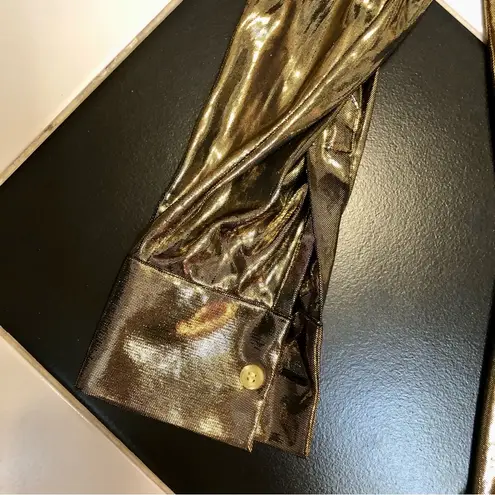 Patrick Christopher Vintage 80s Liquid Gold Lame 2 Piece Set Shirt Pants Unisex