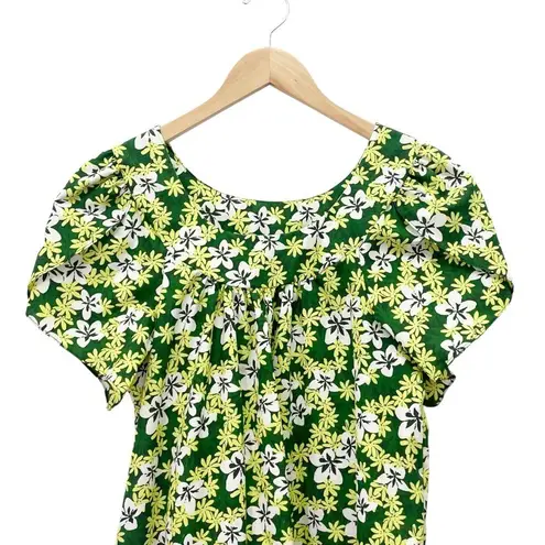 Vintage Hawaiian Reserve Green Floral Muumuu Dress Size Large Made in Hawaii USA