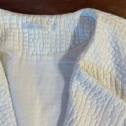 See U Soon Dacka Soft White Textured Blazer Style Jacket ~ Size 1 (S/M) 💛🍄 Size M