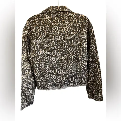 Free People Cheetah Print Denim Jacket Brown Size L