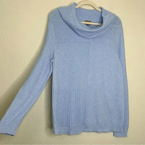 Chico's Chico’s Women’s Size Large Blue Cowl-Neck Mixed Stitch Sweater