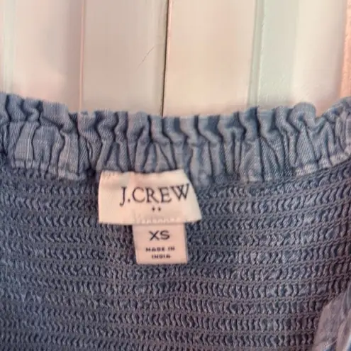 J.Crew cotton denim smocked ruffle sleeve dress size xs Blue