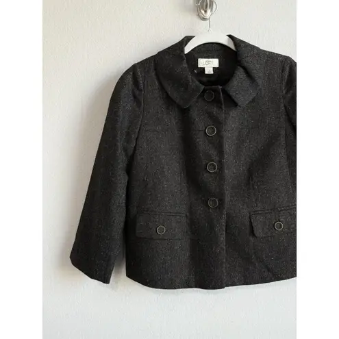 Ann Taylor Loft Women’s Size 4 Blazer Wool Blend Brown Tweed Suit Jacket Lined