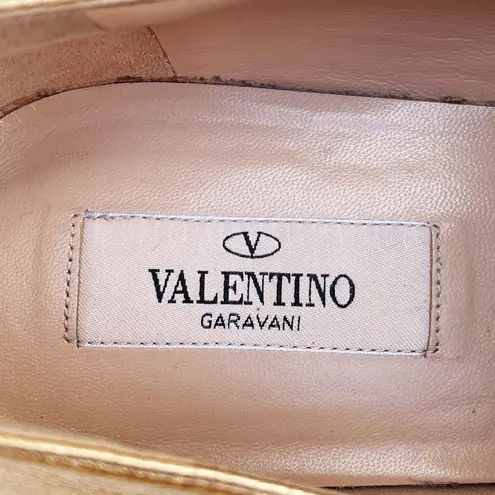 Valentino Garavani Valentino Rockstud women’s metallic gold leather loafers flats size 38.5 US 8.5