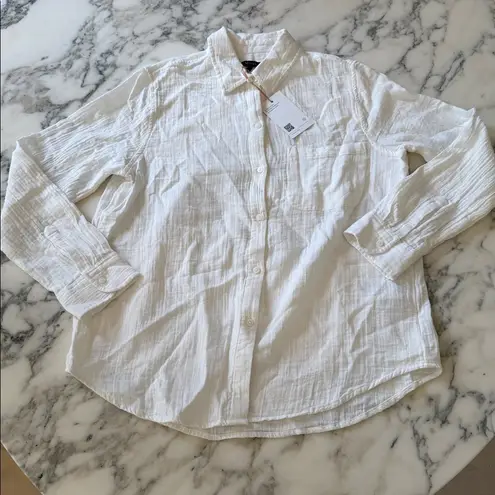 Quince NWT White Cotton Gauze Long Sleeve Shirt Sz XS