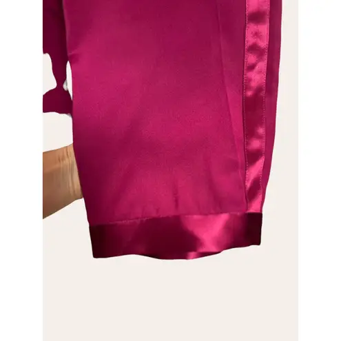 Fleur Du Mal Bordeaux High Waist Dressy Satin Crepe Silk Tuxedo Pants Size 8 Pink