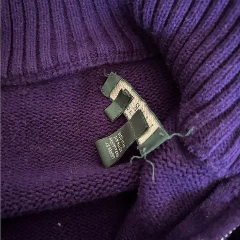 Ralph Lauren Lauren  purple turtleneck full zip sweater L 100% cotton