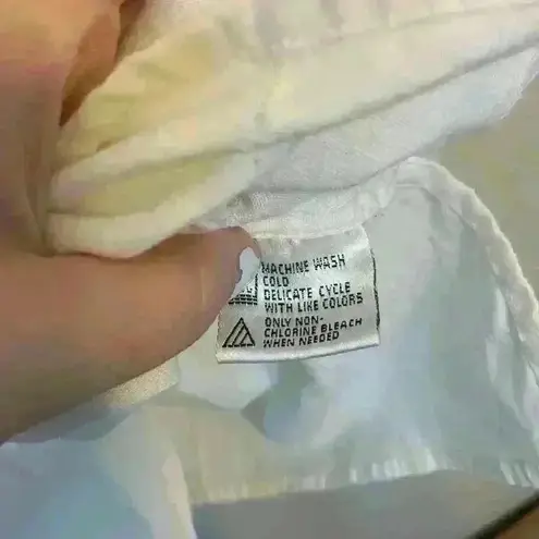 Victoria Jones white linen button down sz 2x lightweight casual floral *flaw