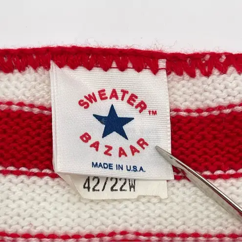 Vintage Sweater Bazaar SZ Med? Sleeveless Sweater Knit Red White Blue Patriotic