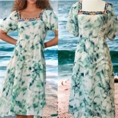 Johnny Was NWT Jade Marble Puff Sleeve Midi Dress