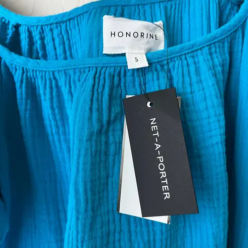 NEW Honorine Pamela Cotton Gauze Blue Short Sleeve Tiered Midi Dress Size Small