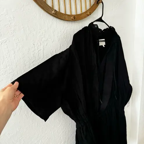 Brochu Walker Black St. Tropez Waist Chest Tie Eyelet Collar Oversized Dress M