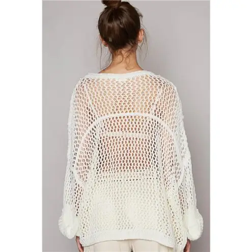POL Openwork Long Sleeve Knit Cover Up