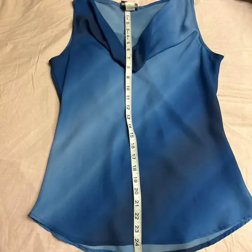Fashion Bug Vintage Y2K Blue Ombre Cowl Neck Sleeveless Blouse Made in USA size M