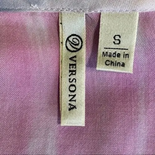 Versona Asymmetrical Tie-Dye Pink/Blue V-Neck Top with Belt Size Small