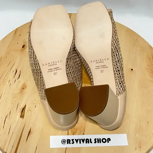 Daniella Shevel Taupe Cream Salma Low Heel Rafia Open Toe Sandal NWOB