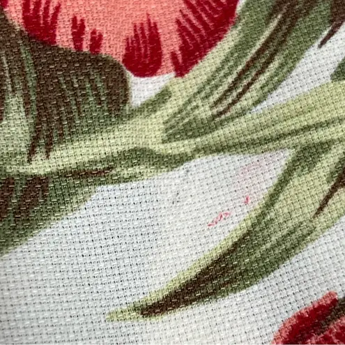 Lemon Grass PL Dope embroidery unisex Tropical Floral button up top linen blend Red Size undefined