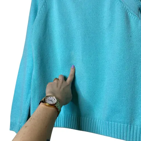 Vintage Lauren Ralph Lauren Asymmetrical Turtleneck Snap Neck Sweater Medium Blue