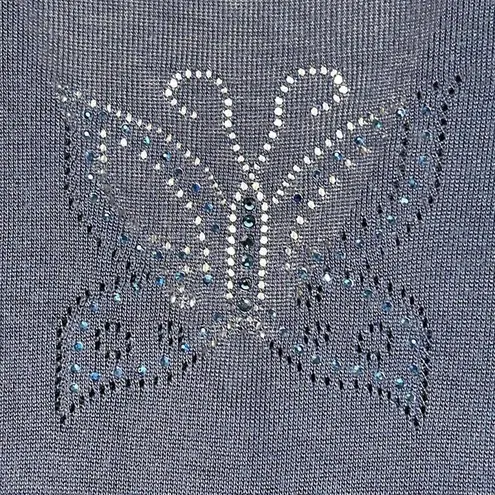 Olga Santini Butterfly Cardigan Sweater Blue Size L