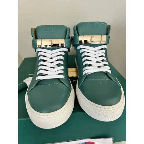 BUSCEMI Mid Sneaker, Women’s Italian Leather Hightop , Size 38 (Euro) Petrol NWT Green