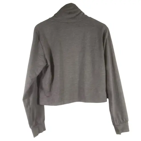 Gottex Women's Cropped Pullover sweatshirt Top Gray Long Sleeve Size M Purple Size M