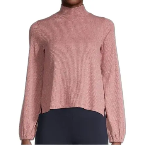 Madewell Mock Neck Ribbed Pink Sweater