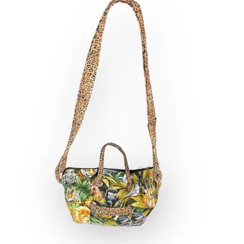 Vintage Quilted Jungle Animal Print Mini Tote Shoulder Crossbody Bag - Image 5