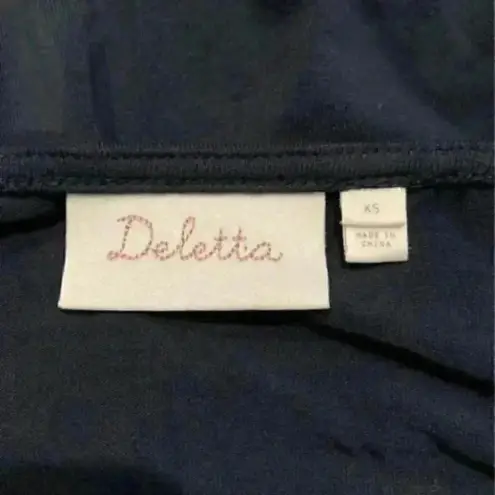 Deletta Anthropologie  ruffled layered navy blouse in size xs