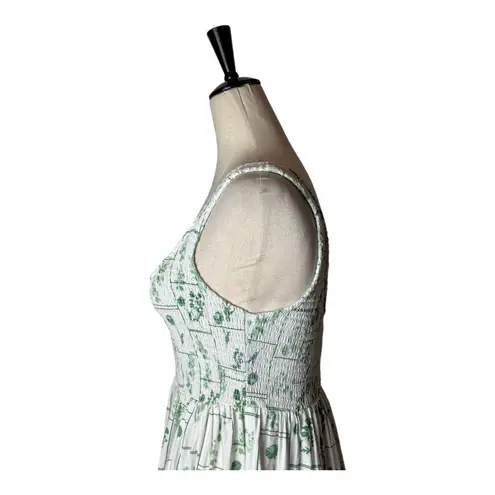 Asos Design Dress Women 6 White Green Floral Shirred Tiered Sundress Maxi Boho